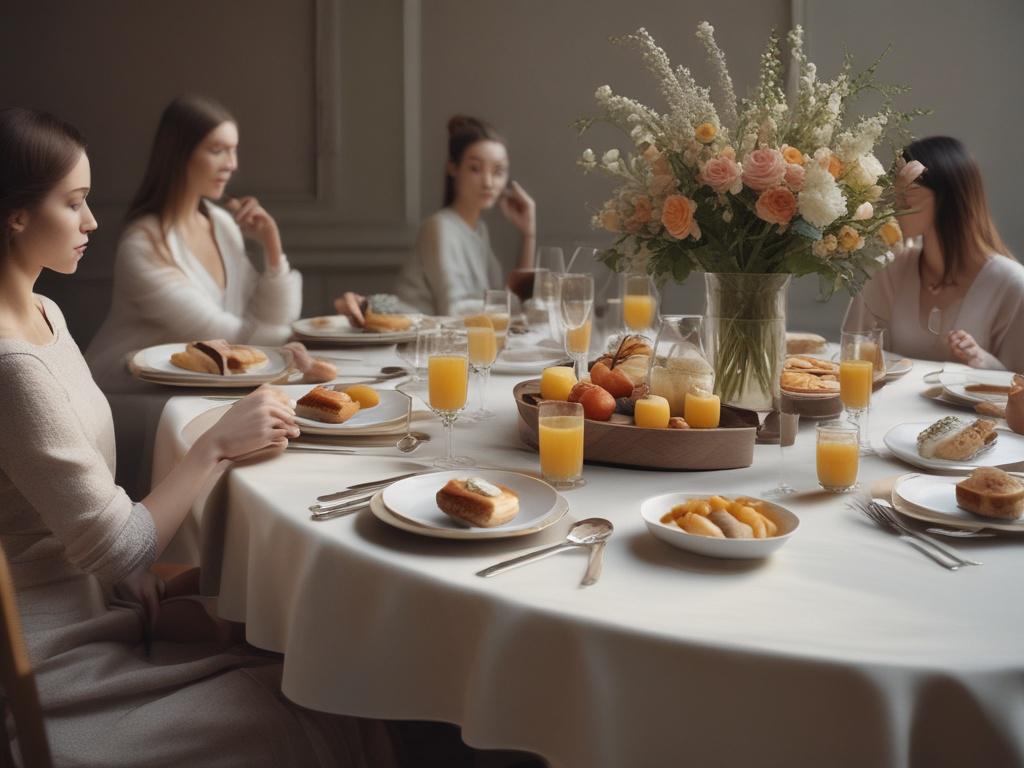 brunch, elegant dining, women gathering, luxury atmosphere